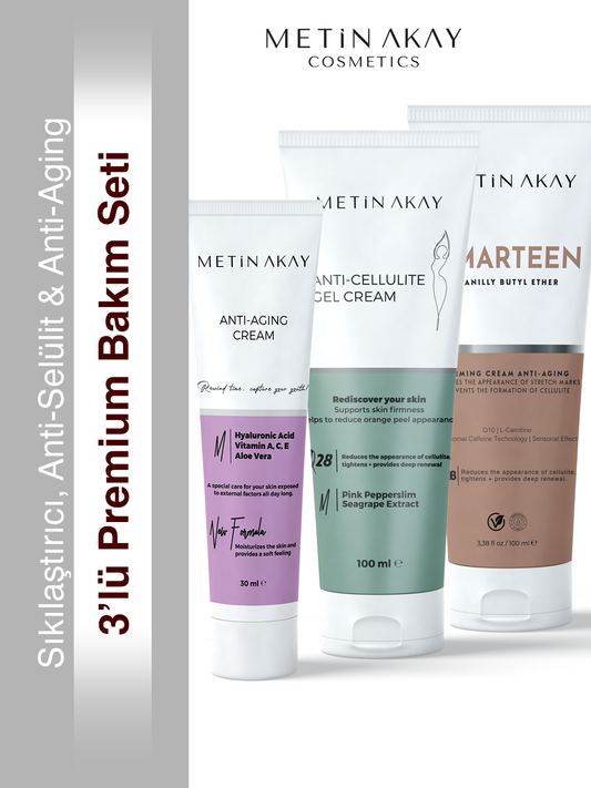 3’lü Premium Bakım Seti – Sıkılaştırıcı, Anti-Selülit & Anti-Aging